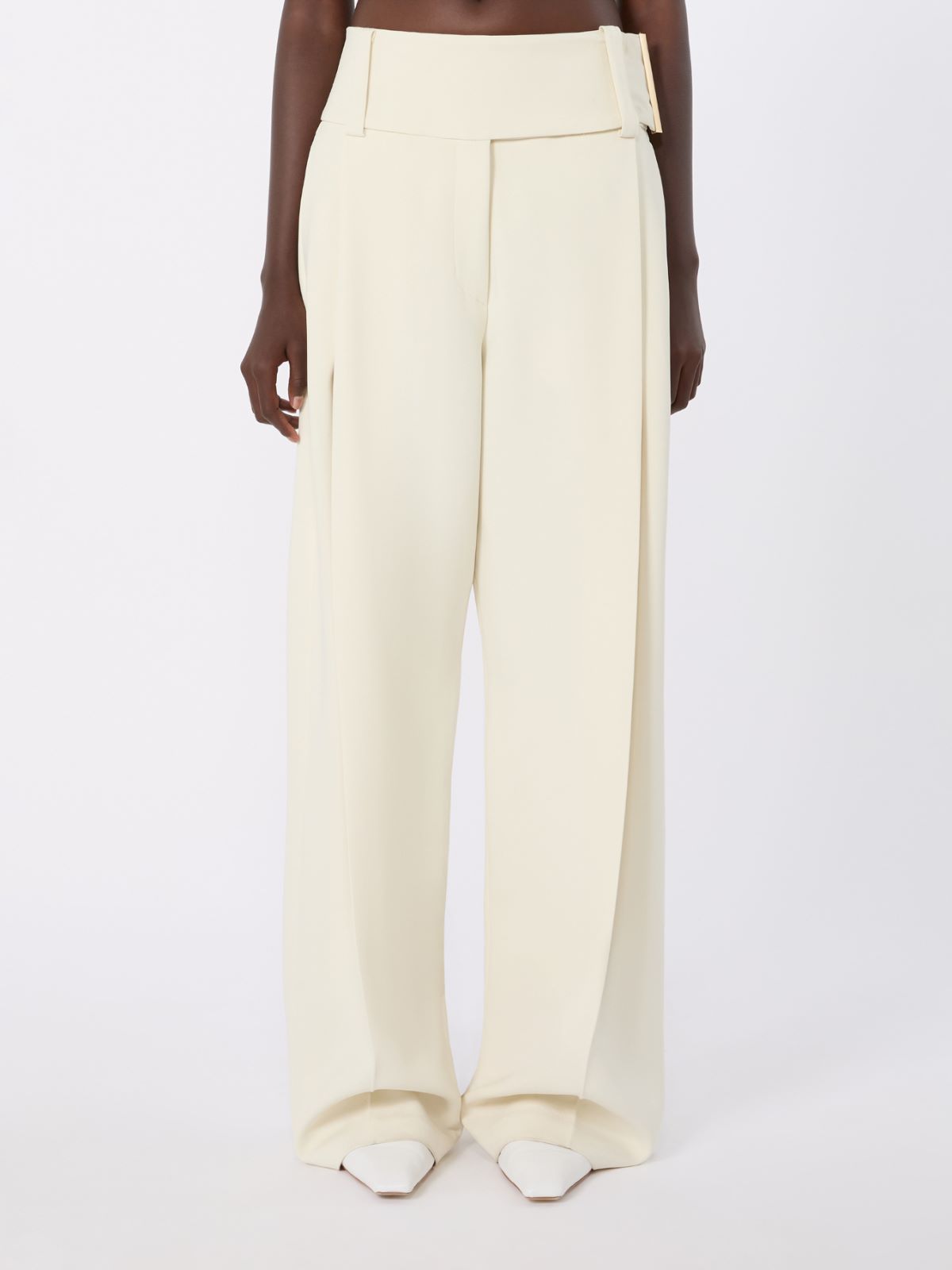Pantalón ancho de viscosa elástica - BLANCO LANA - Max Mara - 2