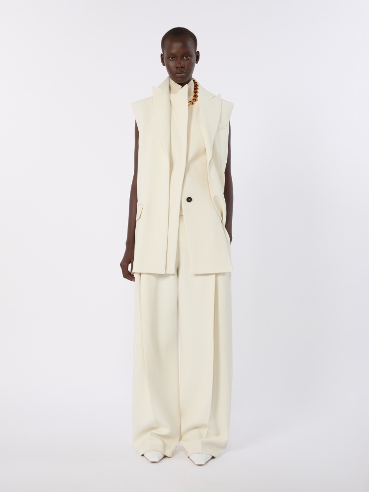 Pantalón ancho de viscosa elástica - BLANCO LANA - Max Mara - 1