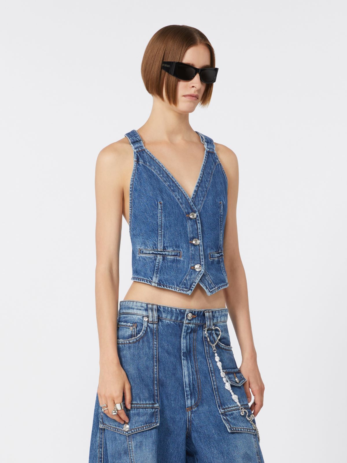 Gilet aderente in denim - BLU NOTTE - Max Mara - 4