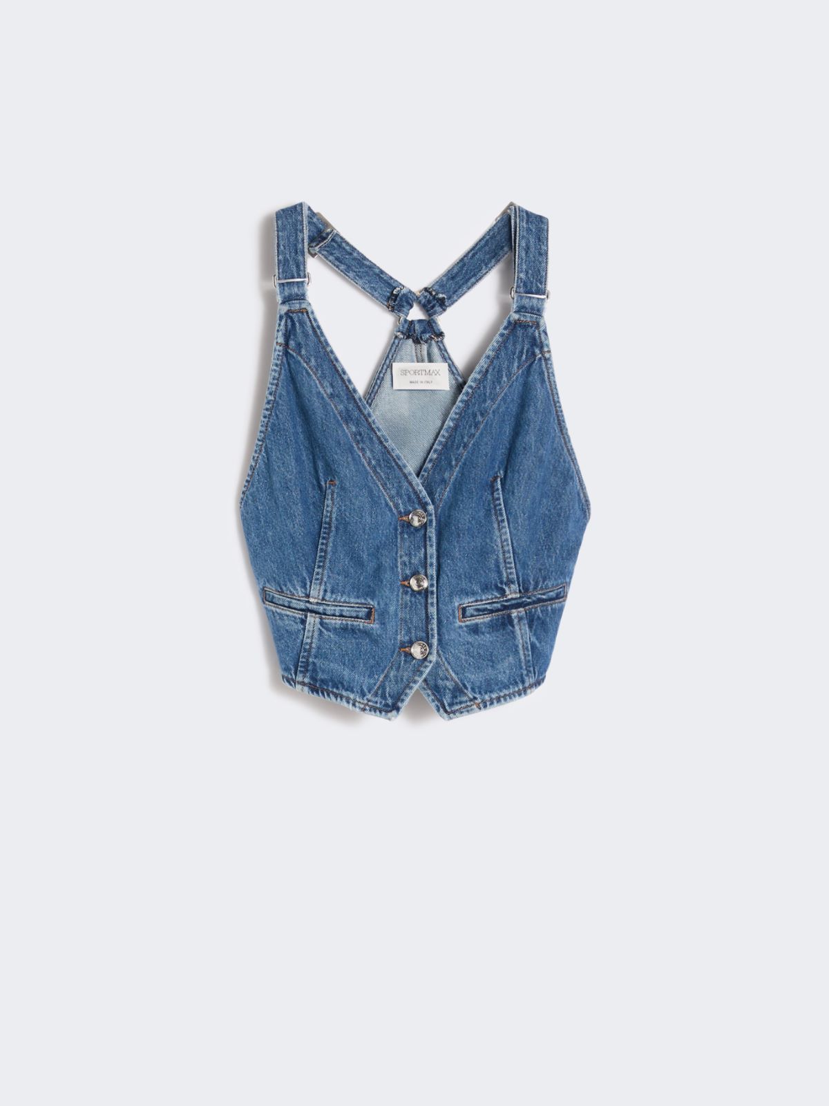 Gilet aderente in denim - BLU NOTTE - Max Mara - 6