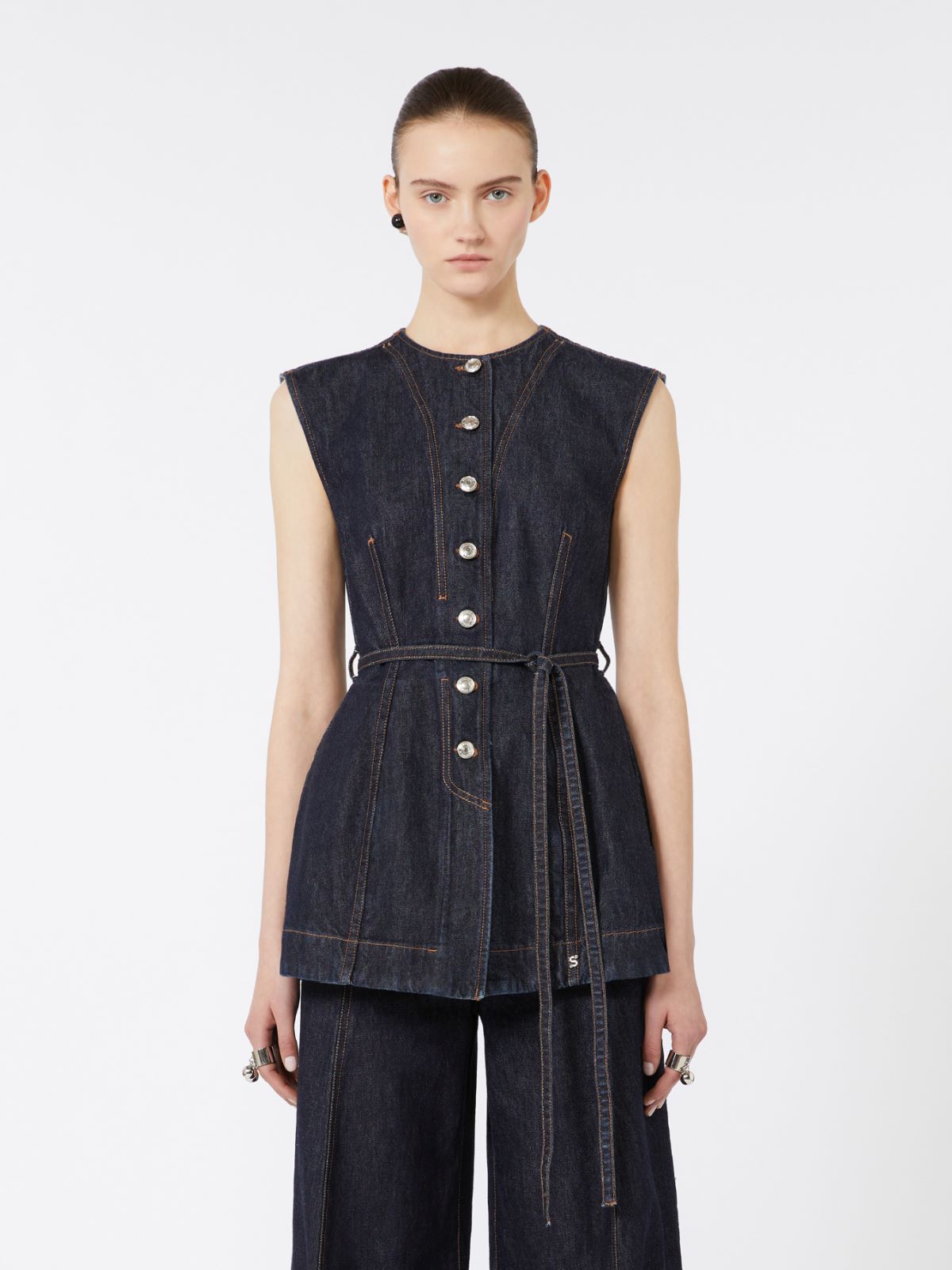 Sleeveless denim top - MIDNIGHTBLUE - Max Mara - 6