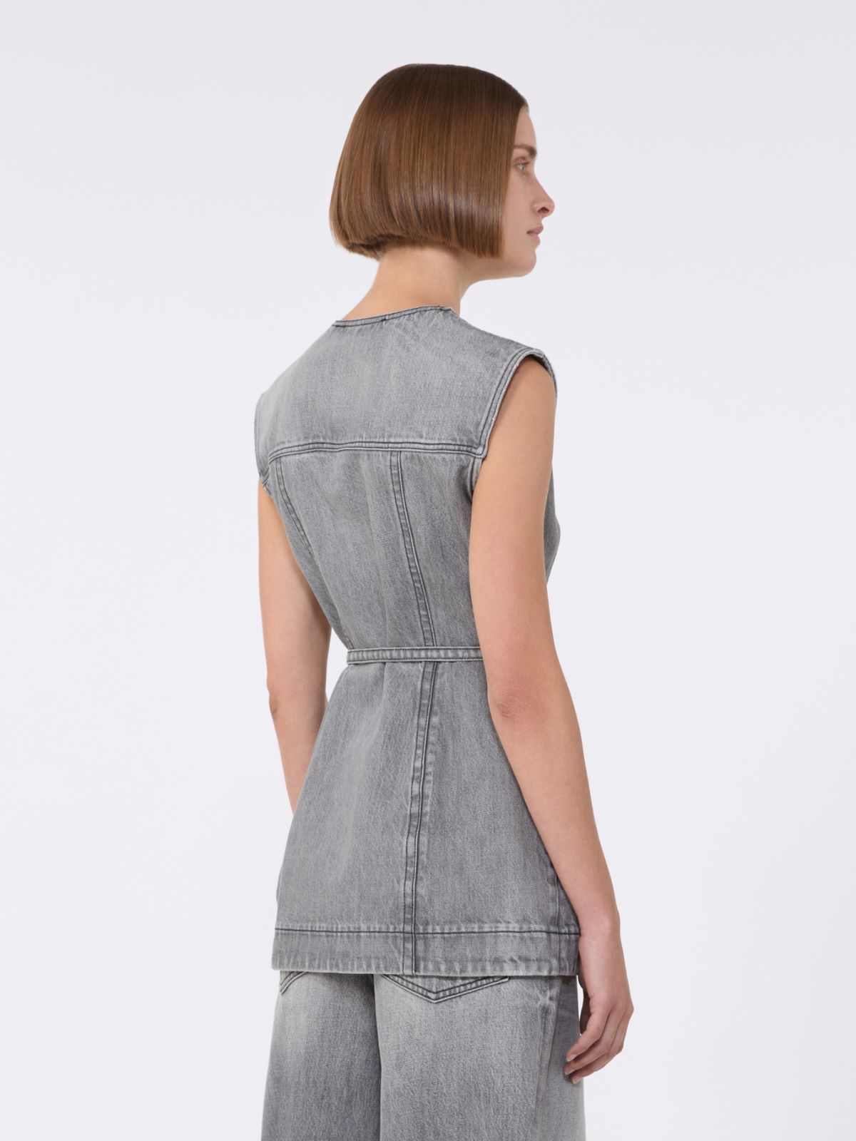 Slim-fit sleeveless denim top - BLACK - Max Mara - 5