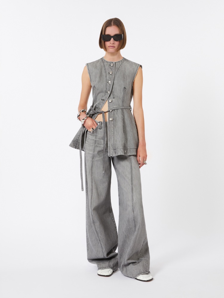 Slim-fit sleeveless denim top - BLACK - Max Mara