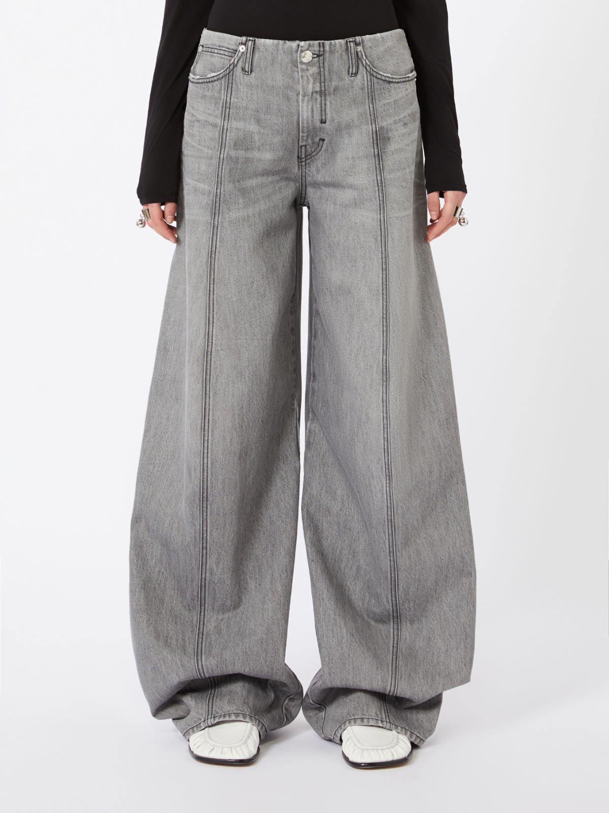 Oversized black denim trousers - BLACK - Max Mara - 4