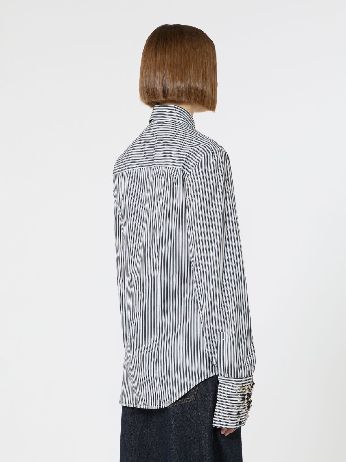 Jewel-embroidered poplin shirt - BLACK - Max Mara - 6