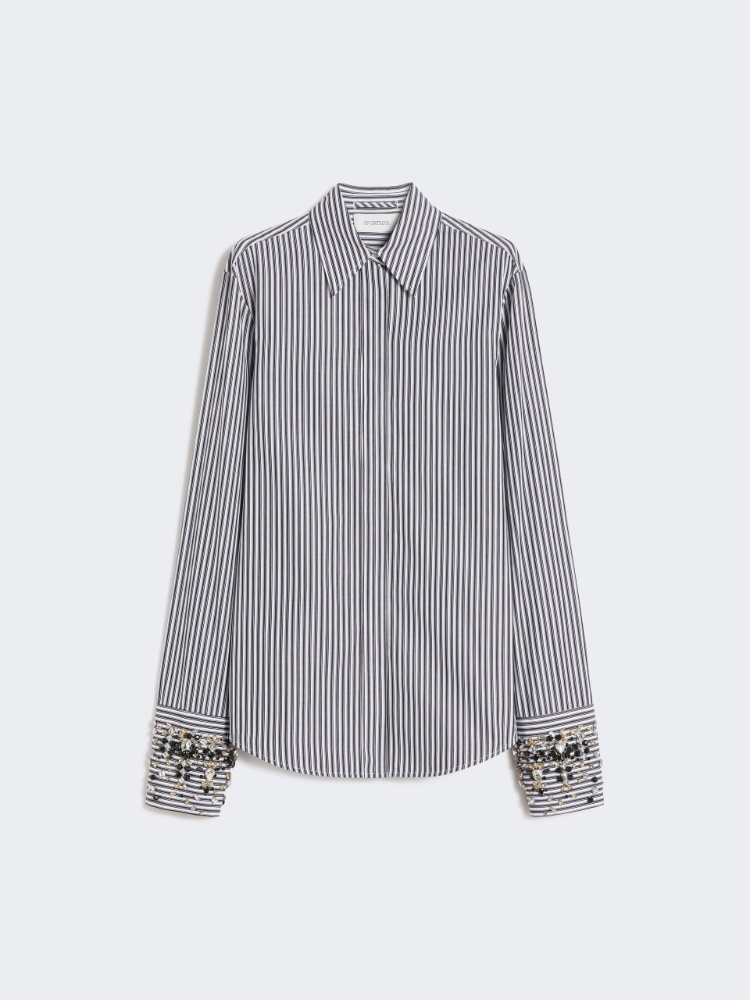 Jewel-embroidered poplin shirt - BLACK - Max Mara