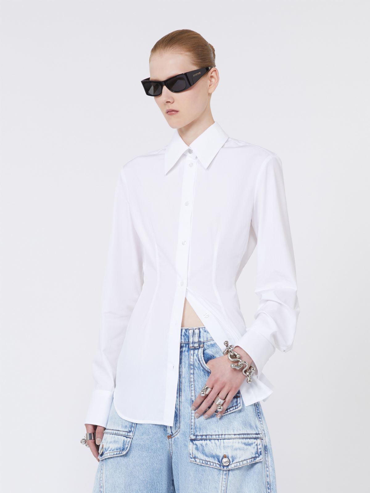 Slim-fit poplin shirt - OPTICAL WHITE - Max Mara - 10