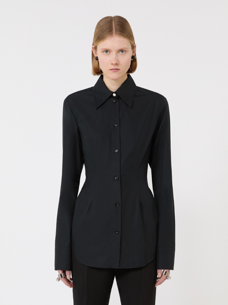 Slim-fit poplin shirt - BLACK - Max Mara - 2