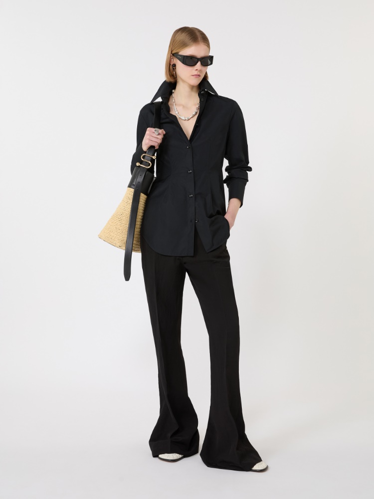 Slim-fit poplin shirt - BLACK - Max Mara