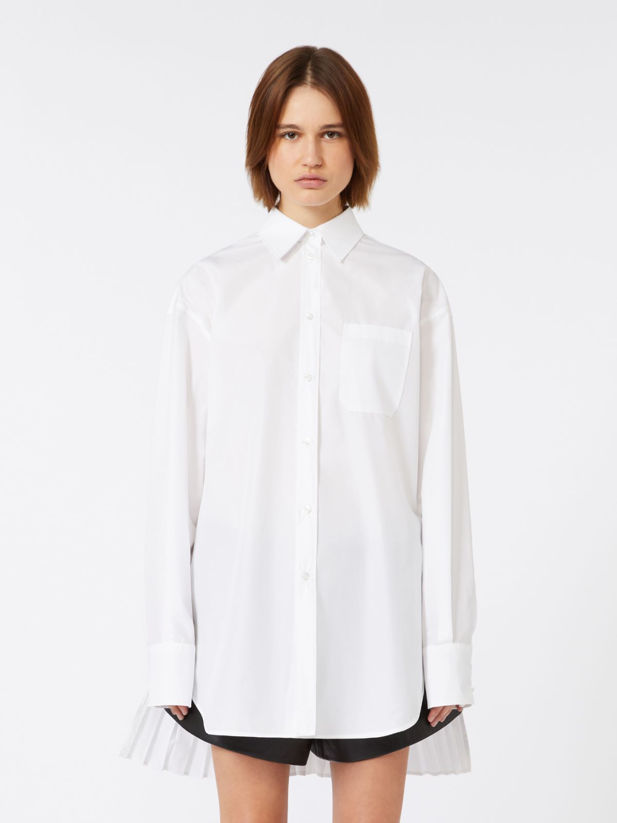 Overshirt with plissé-pleated detail - OPTICAL WHITE - Max Mara - 10