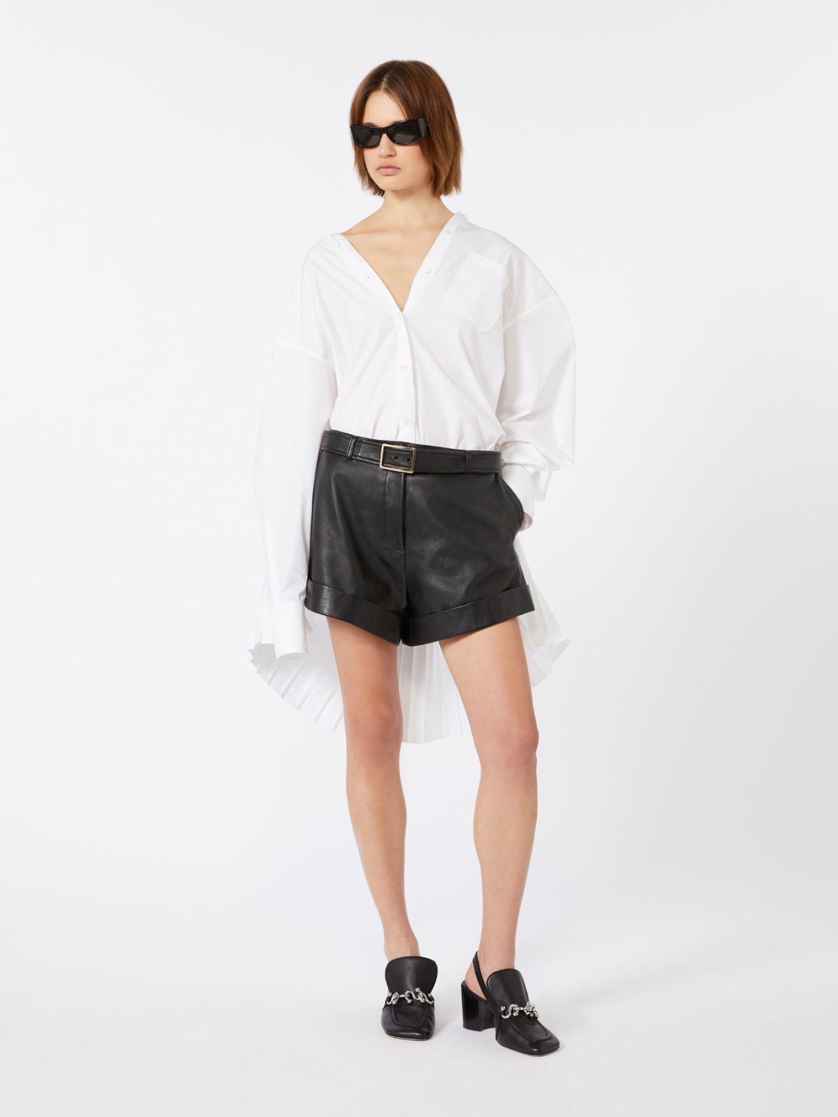 Overshirt with plissé-pleated detail - OPTICAL WHITE - Max Mara - 10