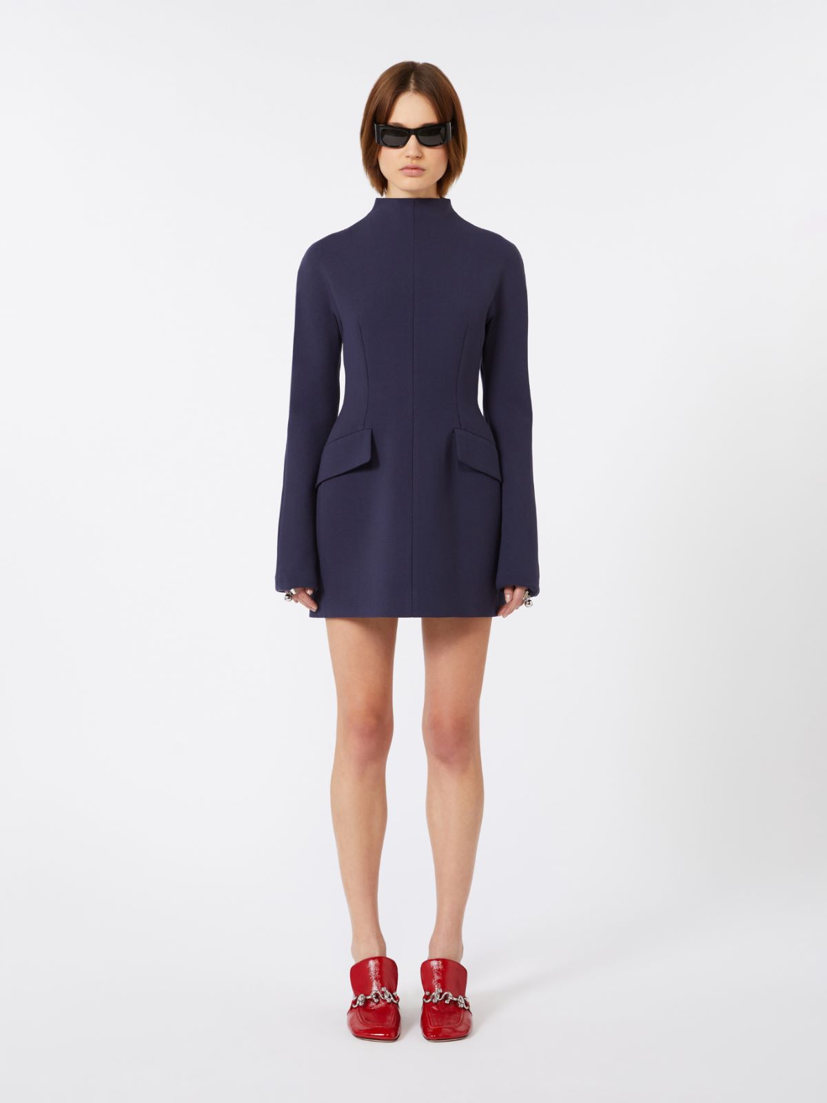 Short, contoured gabardine dress - MIDNIGHTBLUE - Max Mara