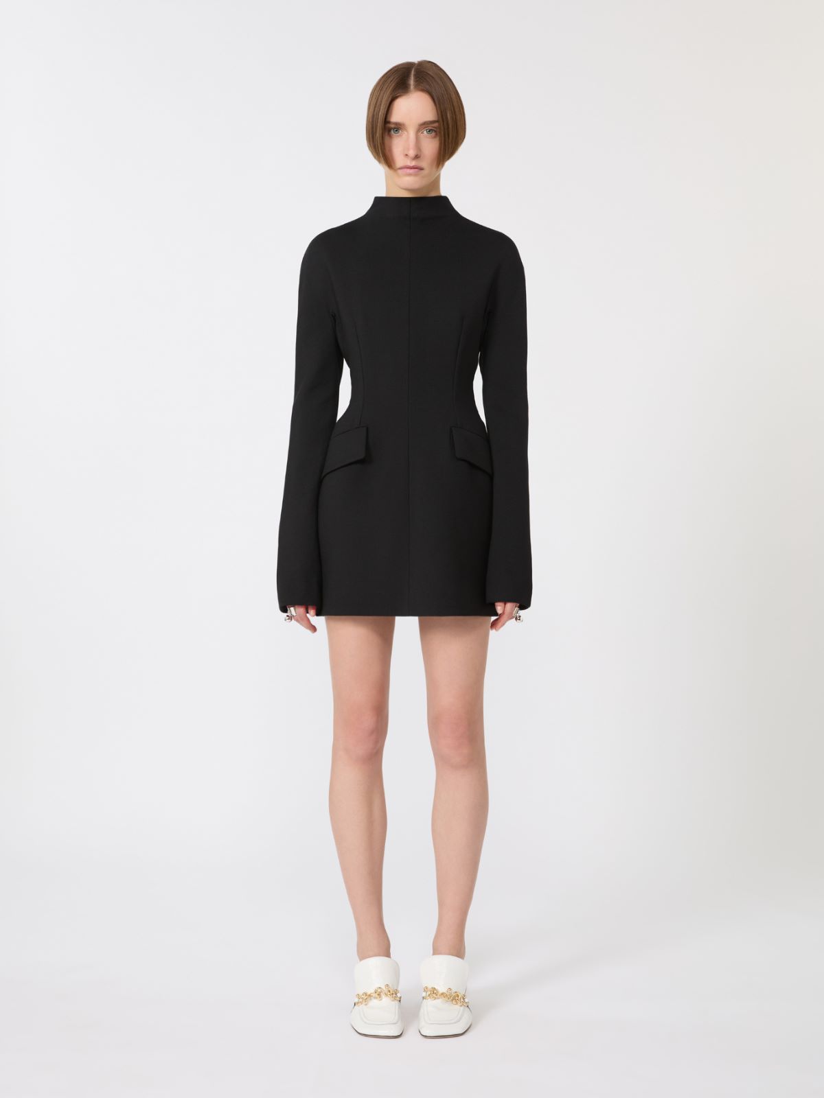 Short, contoured gabardine dress - BLACK - Max Mara - 5