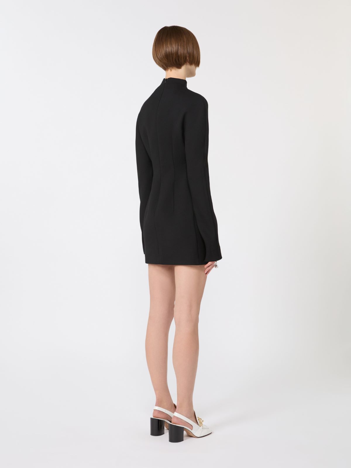 Short, contoured gabardine dress - BLACK - Max Mara - 5