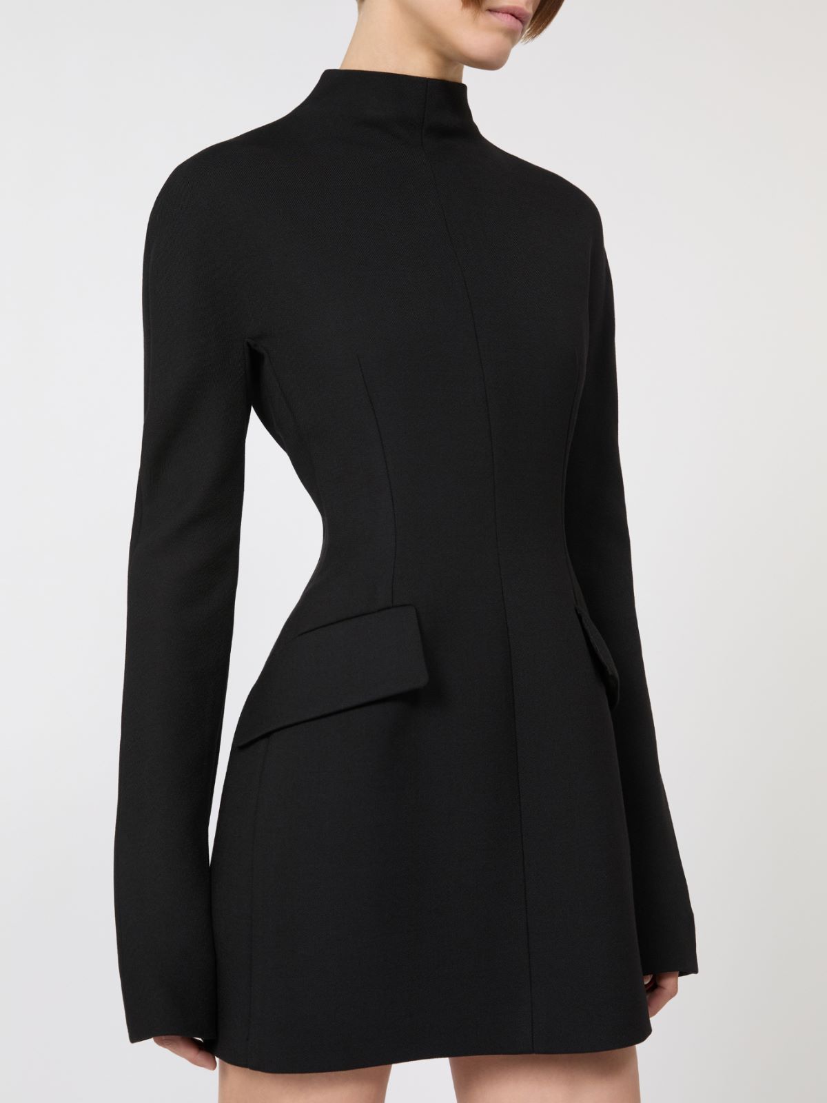 Short, contoured gabardine dress - BLACK - Max Mara - 5
