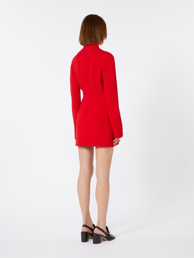 Short, contoured gabardine dress  - RED - 3
