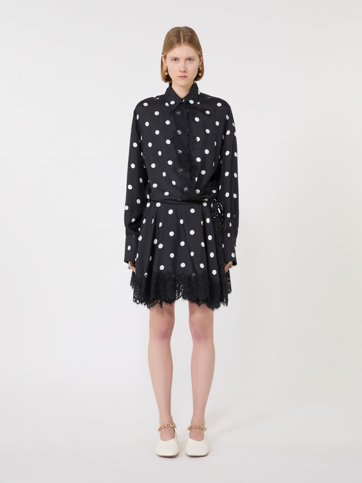 Lace-detail short dress - BLACK - Max Mara - 2