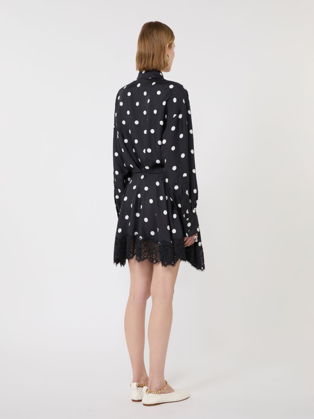 Lace-detail short dress - BLACK - Max Mara - 3