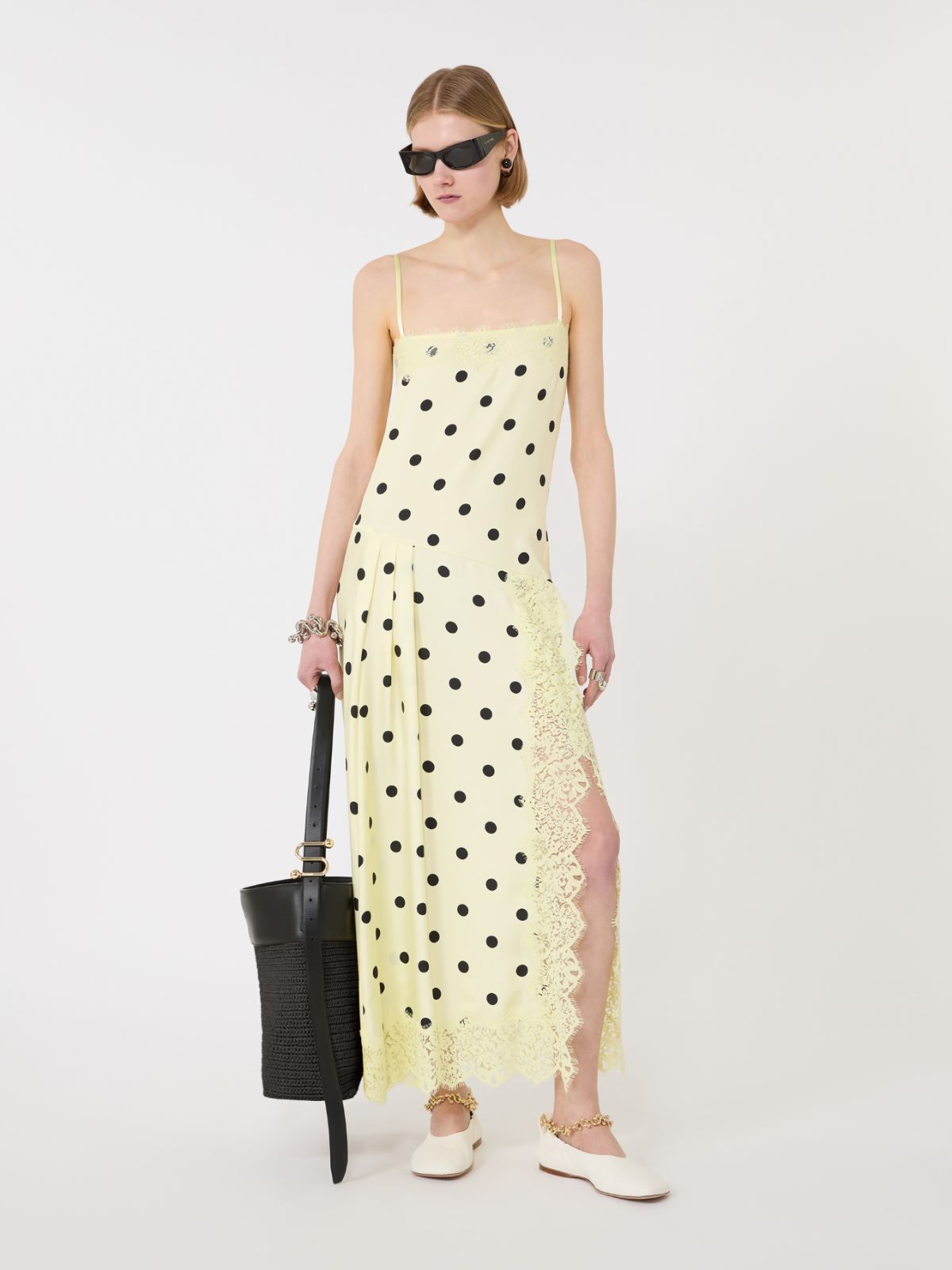 Lace-detail long dress - LEMON - Max Mara
