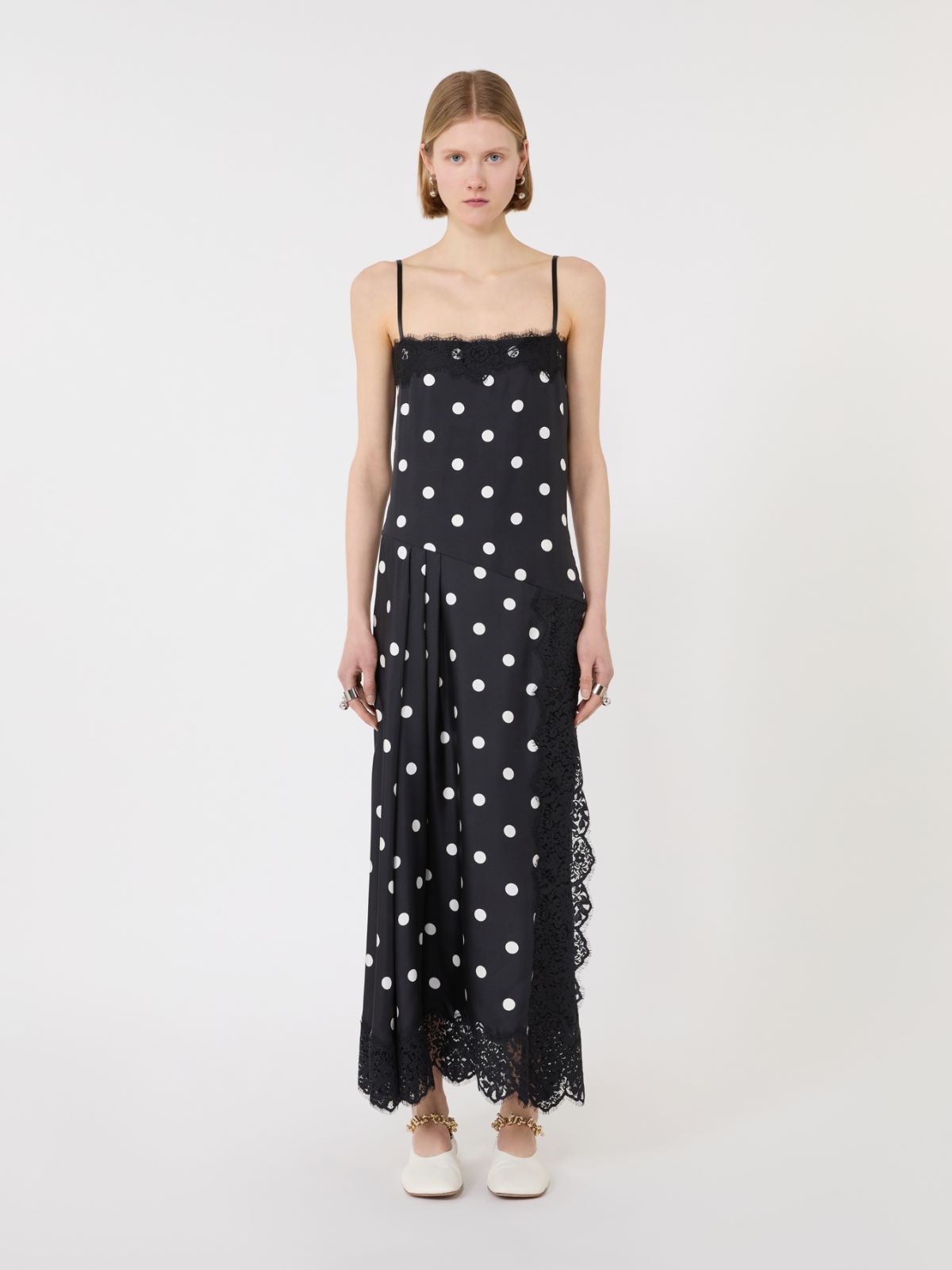 Lace-detail long dress - BLACK - Max Mara - 2