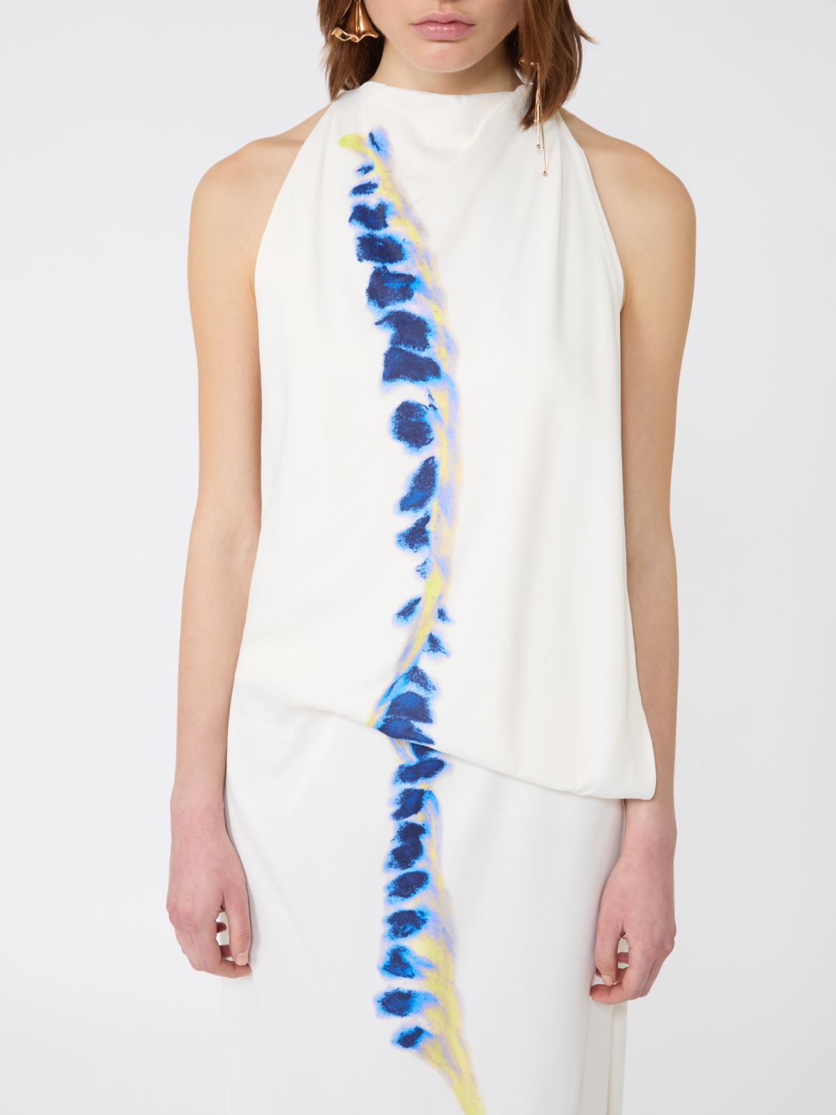 Long viscose dress - WHITE - 4