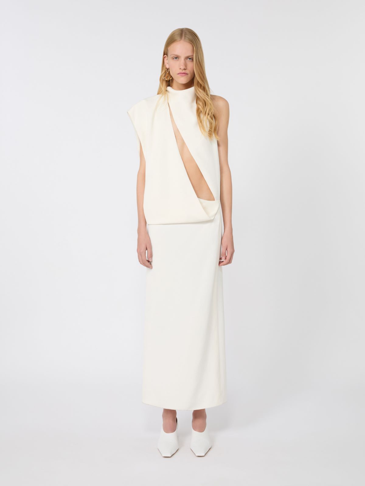 Asymmetrical viscose dress - ECRU - Max Mara - 2