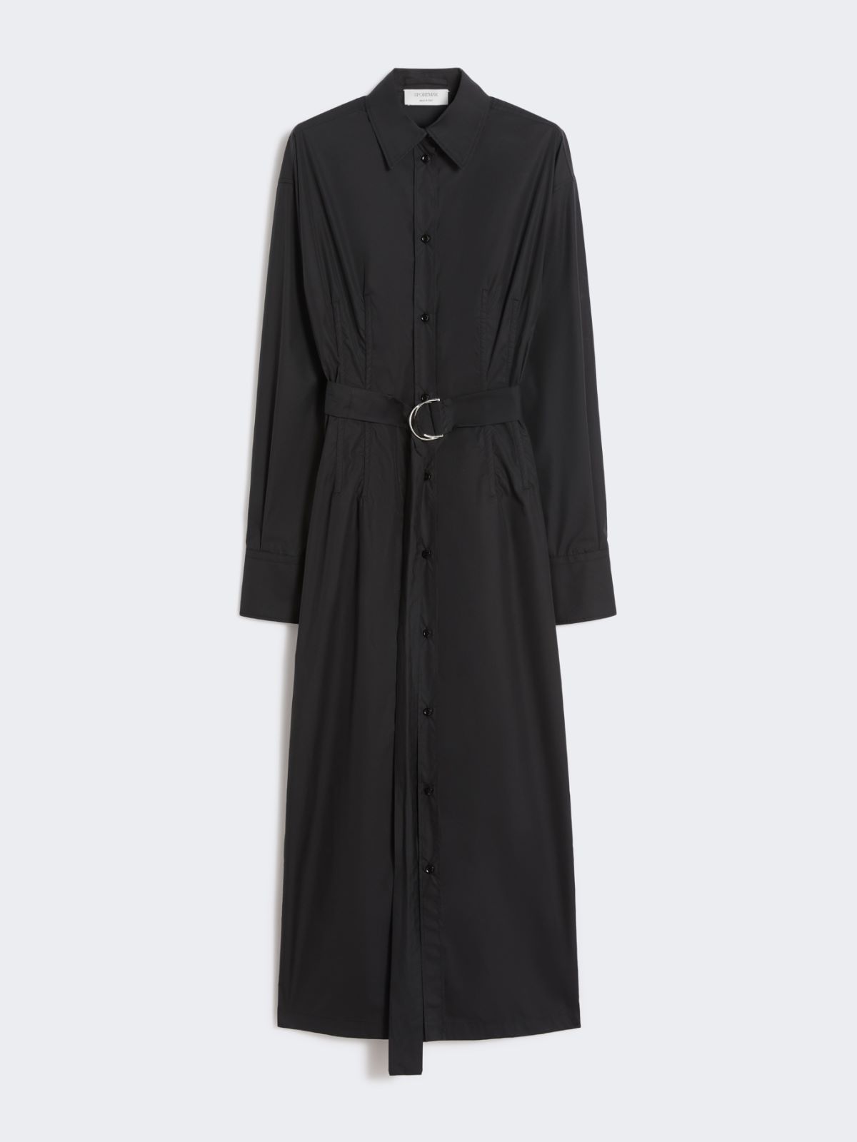 Cotton shirt dress with pleated insert - BLACK - Max Mara - 5