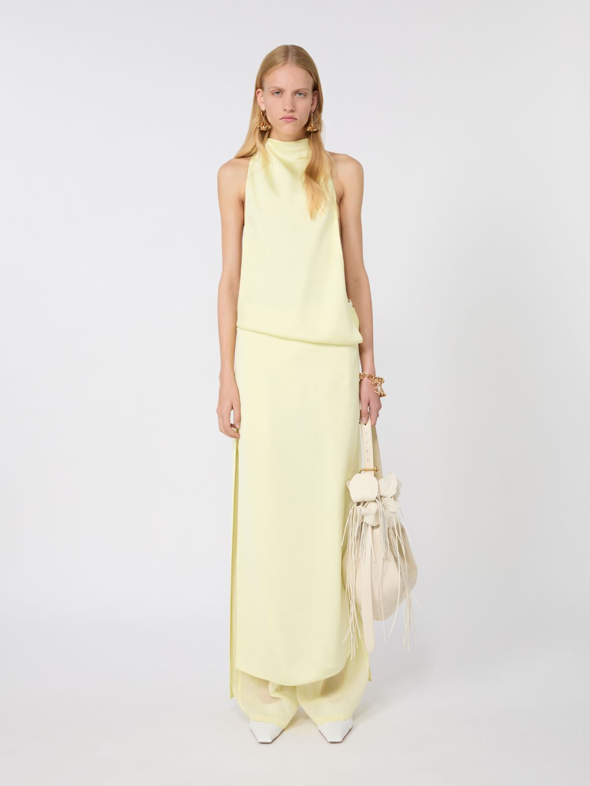 Viscose satin draped dress + LIGHT YELLOW - Max Mara