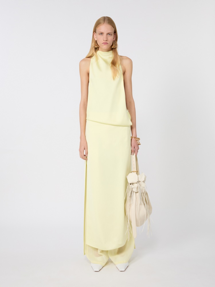 Viscose satin draped dress - LIGHT YELLOW - Max Mara