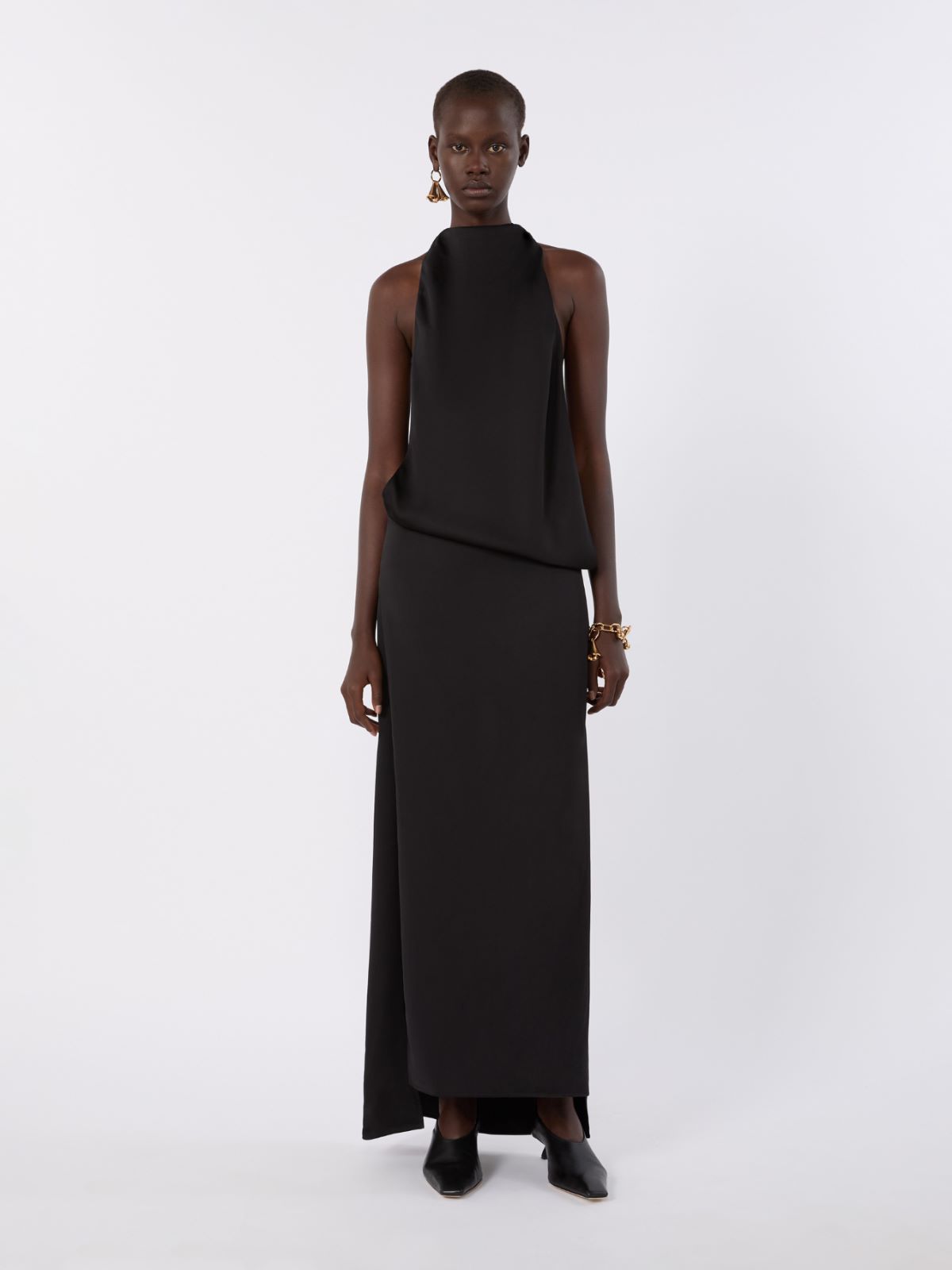 Drapiertes Kleid aus Viskosesatin - SCHWARZ - Max Mara - 2