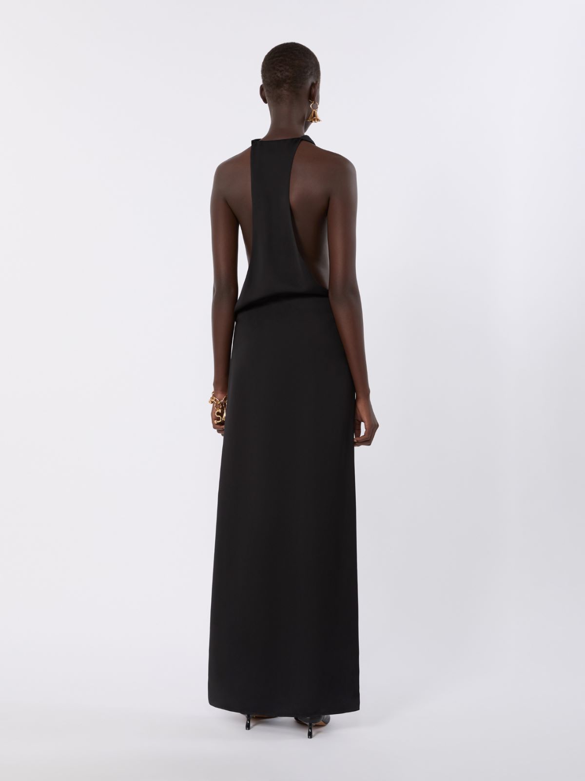 Drapiertes Kleid aus Viskosesatin - SCHWARZ - Max Mara - 3