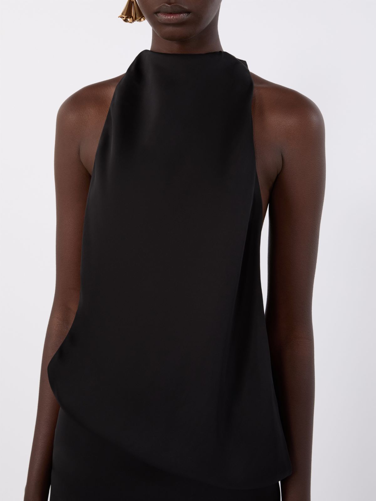 Drapiertes Kleid aus Viskosesatin - SCHWARZ - Max Mara - 4