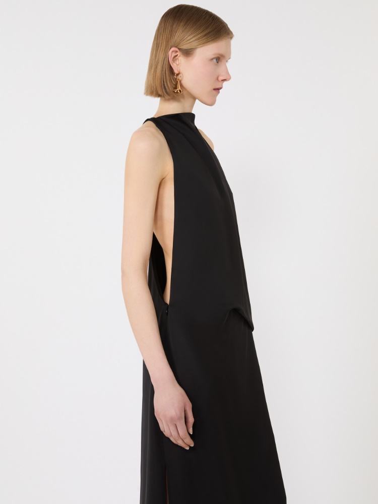 Viscose satin draped dress - BLACK - Max Mara - 4