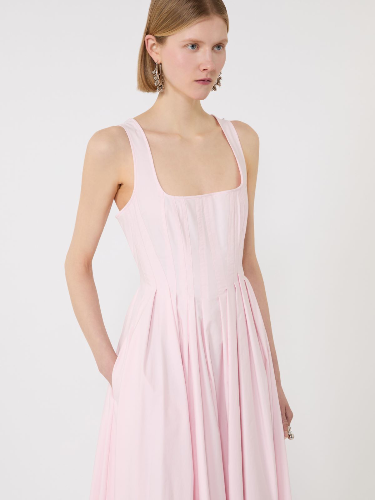 Long sleeveless pure cotton dress - PINK - Max Mara - 4