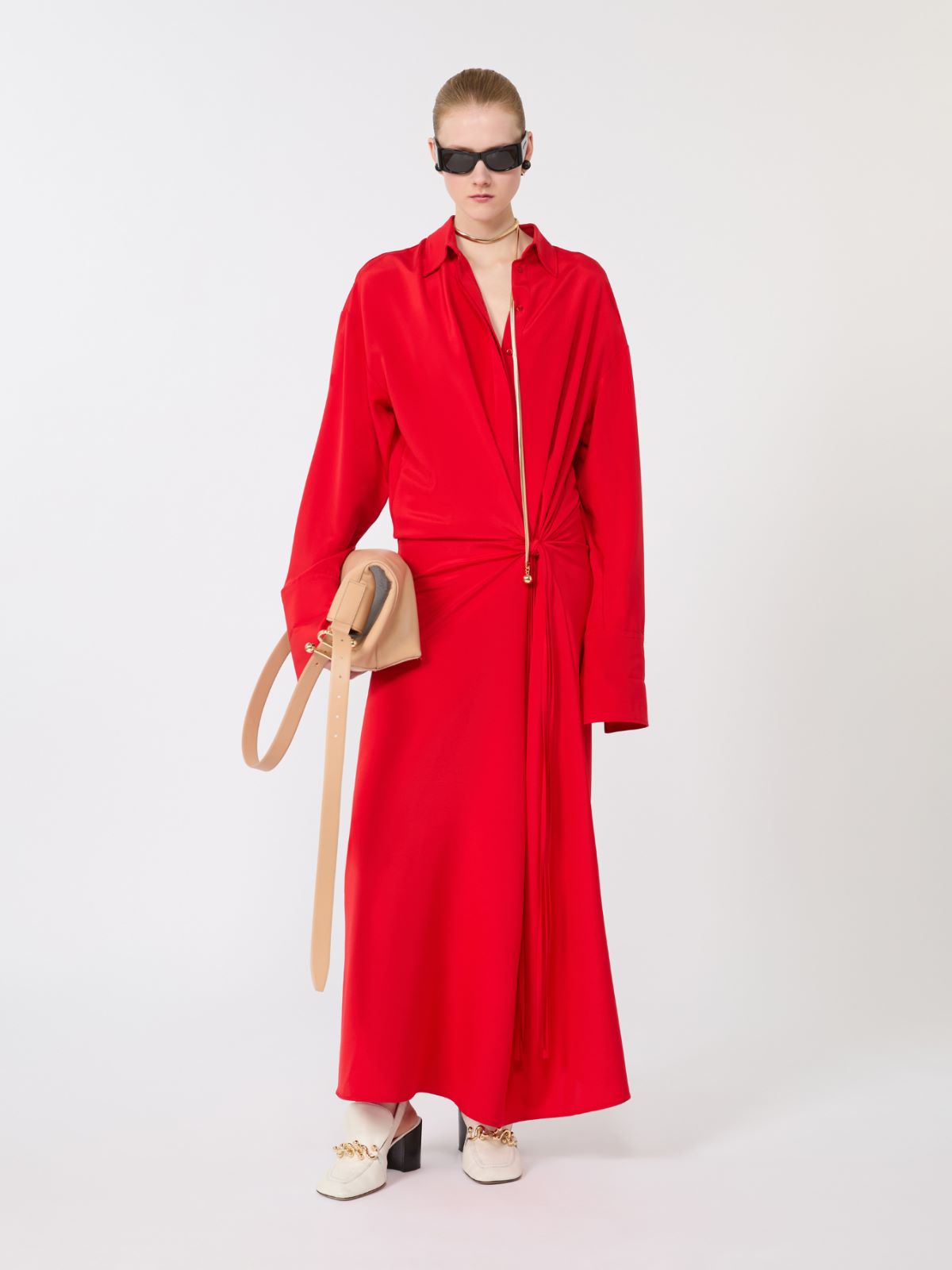 Stretch silk shirt dress - RED - Max Mara - 5