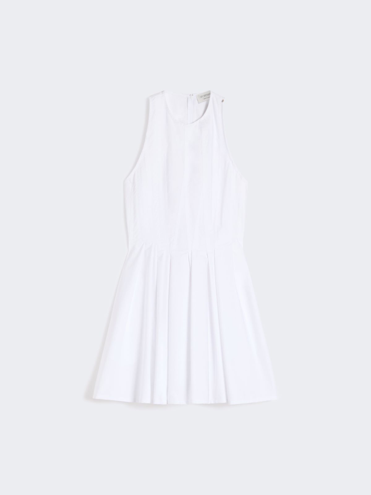 Short sleeveless pure cotton dress - OPTICAL WHITE - 5