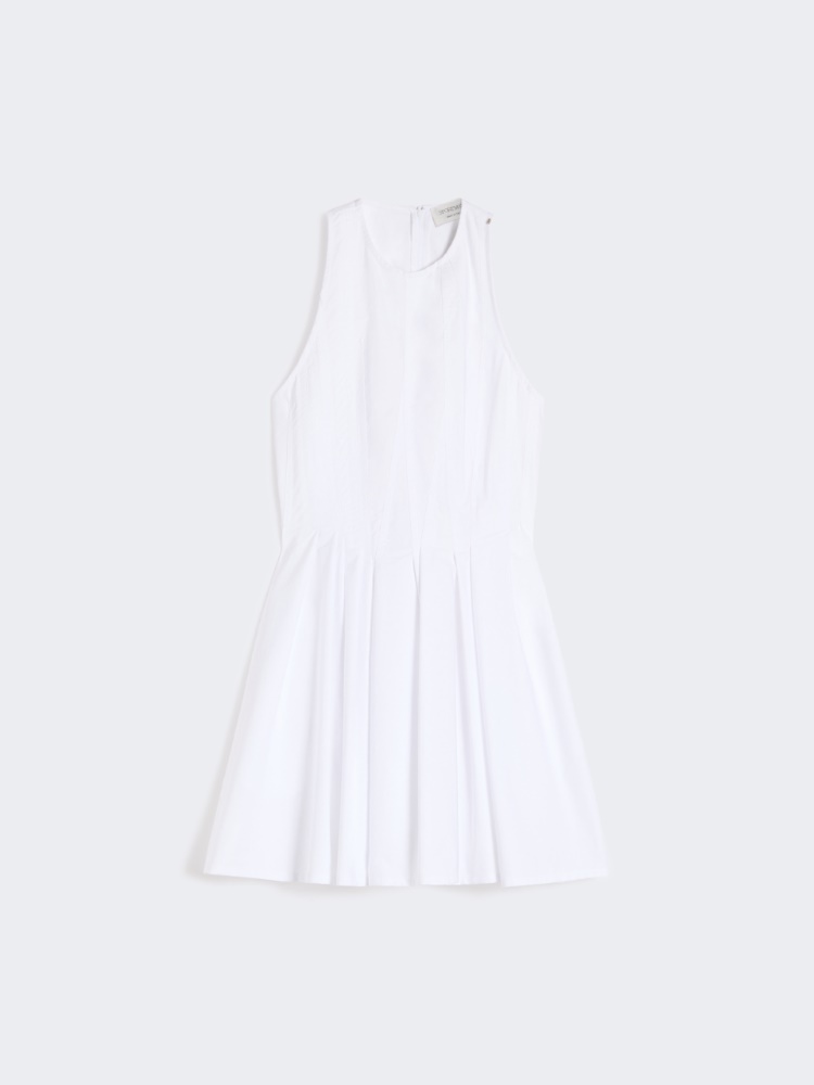 Short sleeveless pure cotton dress - OPTICAL WHITE - 5
