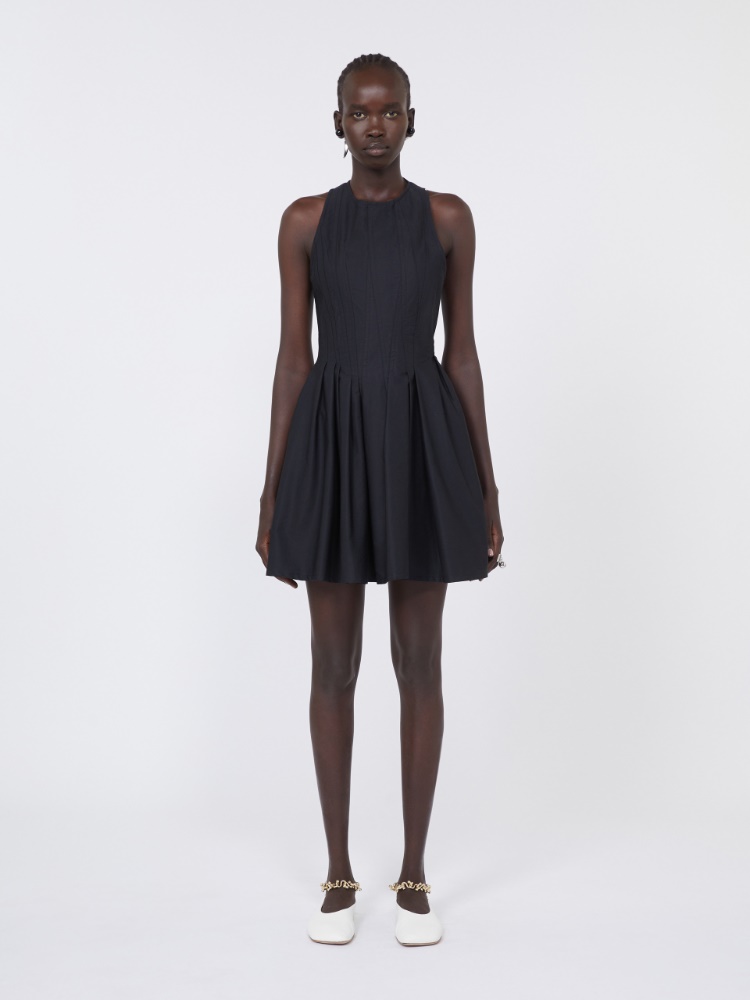 Short sleeveless pure cotton dress - BLACK - 2