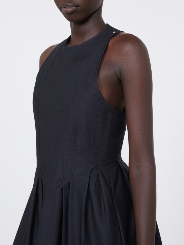 Short sleeveless pure cotton dress - BLACK - 4