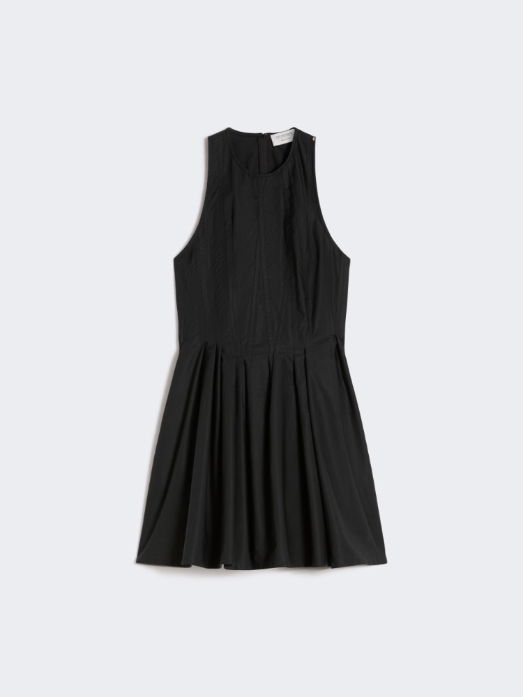 Short sleeveless pure cotton dress - BLACK