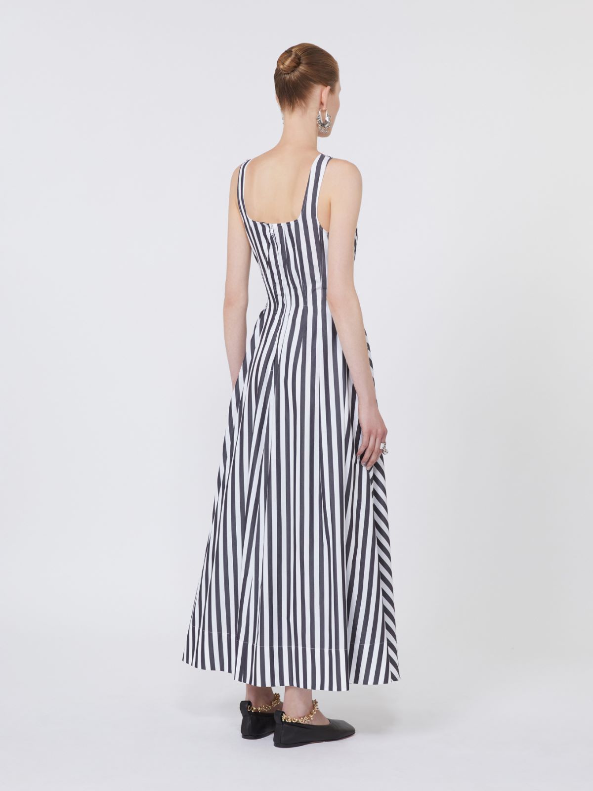Langes Kleid aus Baumwollpopeline - SCHWARZ - Max Mara - 3