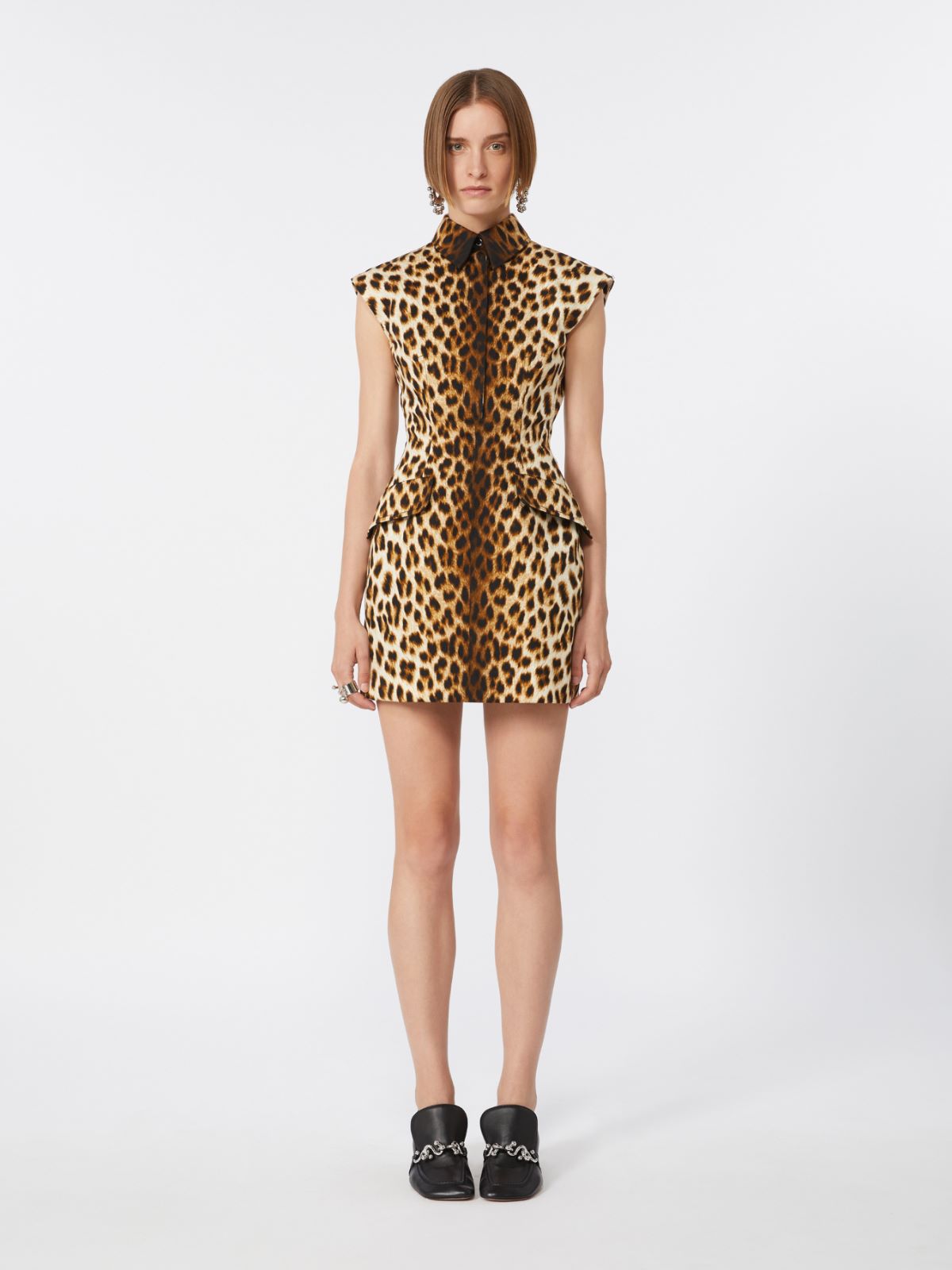 Sleeveless hourglass dress in cotton - CAMEL - 2