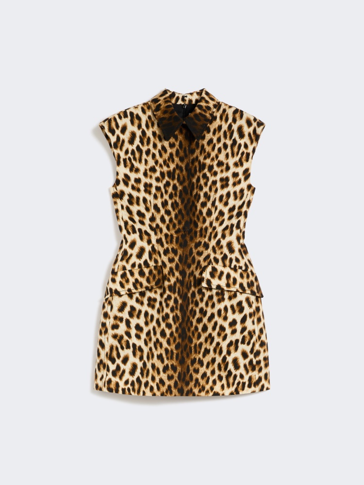 Sleeveless hourglass dress in cotton - CAMEL