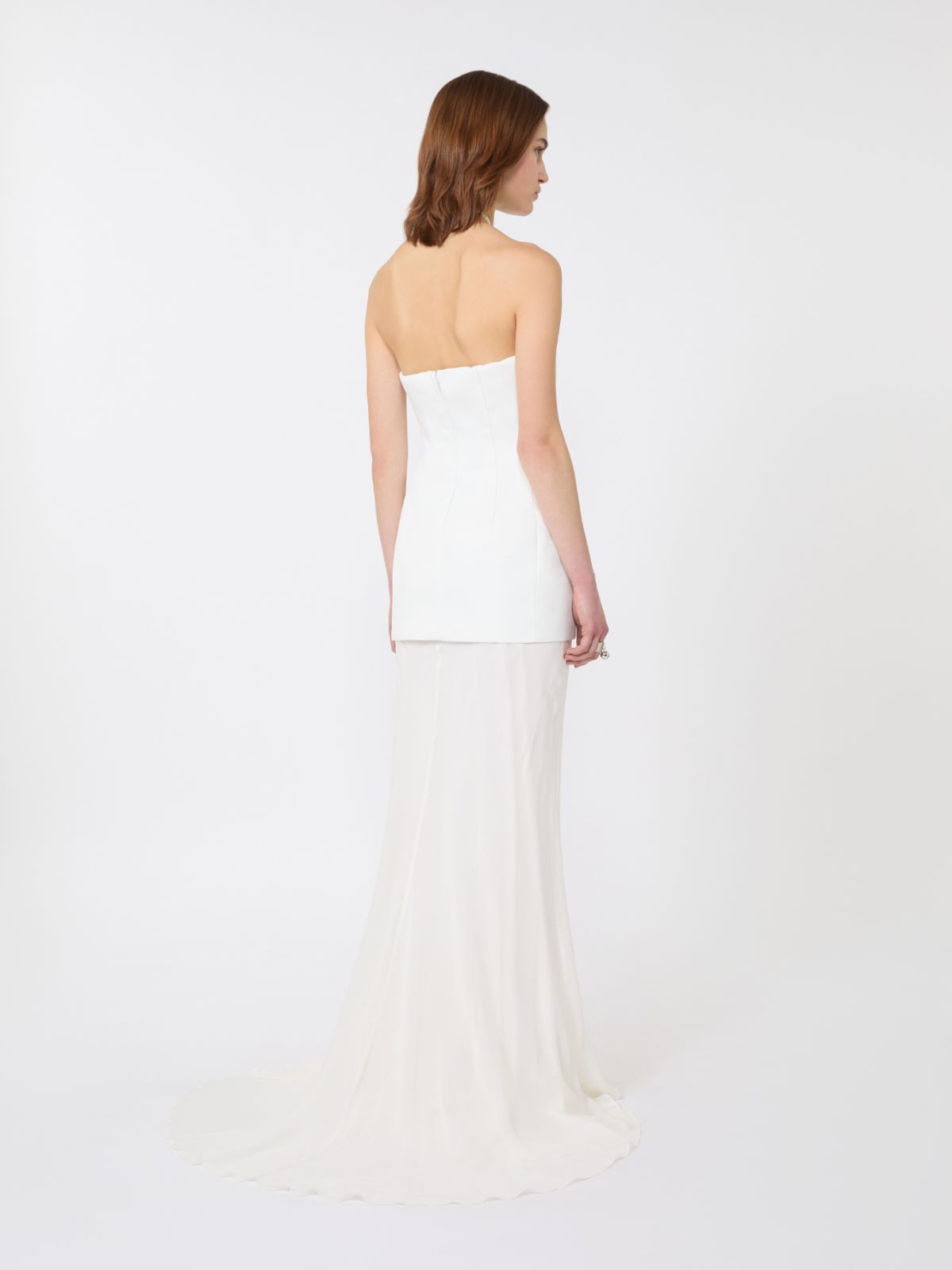 Sukienka z dwuwarstwowej tkaniny - BIAŁY - 3