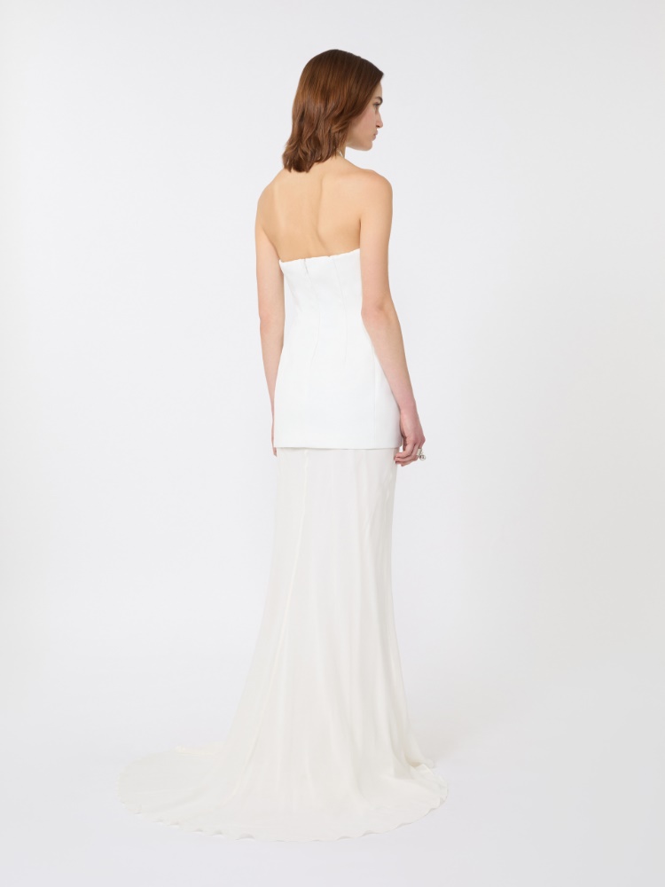 Sukienka z dwuwarstwowej tkaniny - BIAŁY - 3