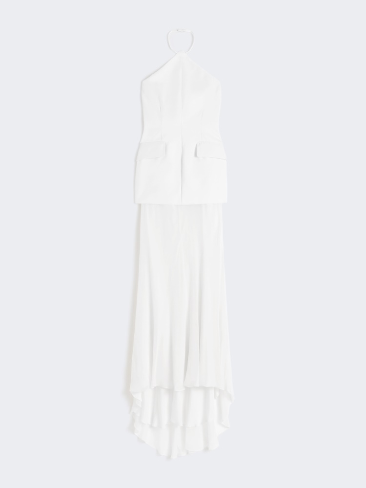 Bi-material dress - WHITE