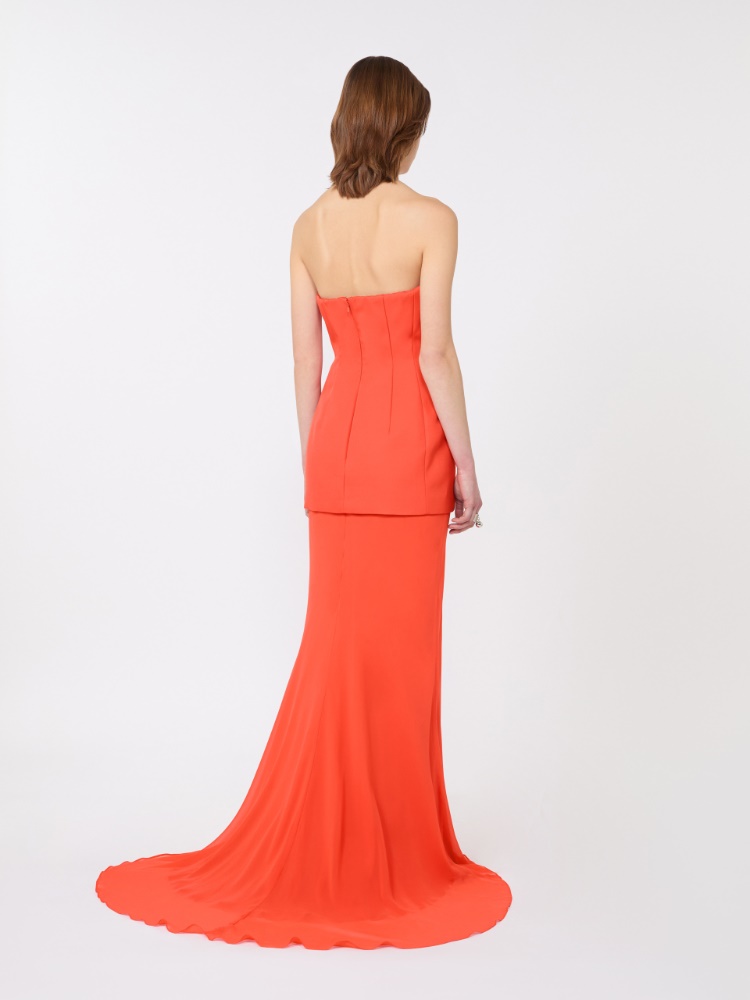 Sukienka z dwuwarstwowej tkaniny - POMARAŃCZOWY - 3