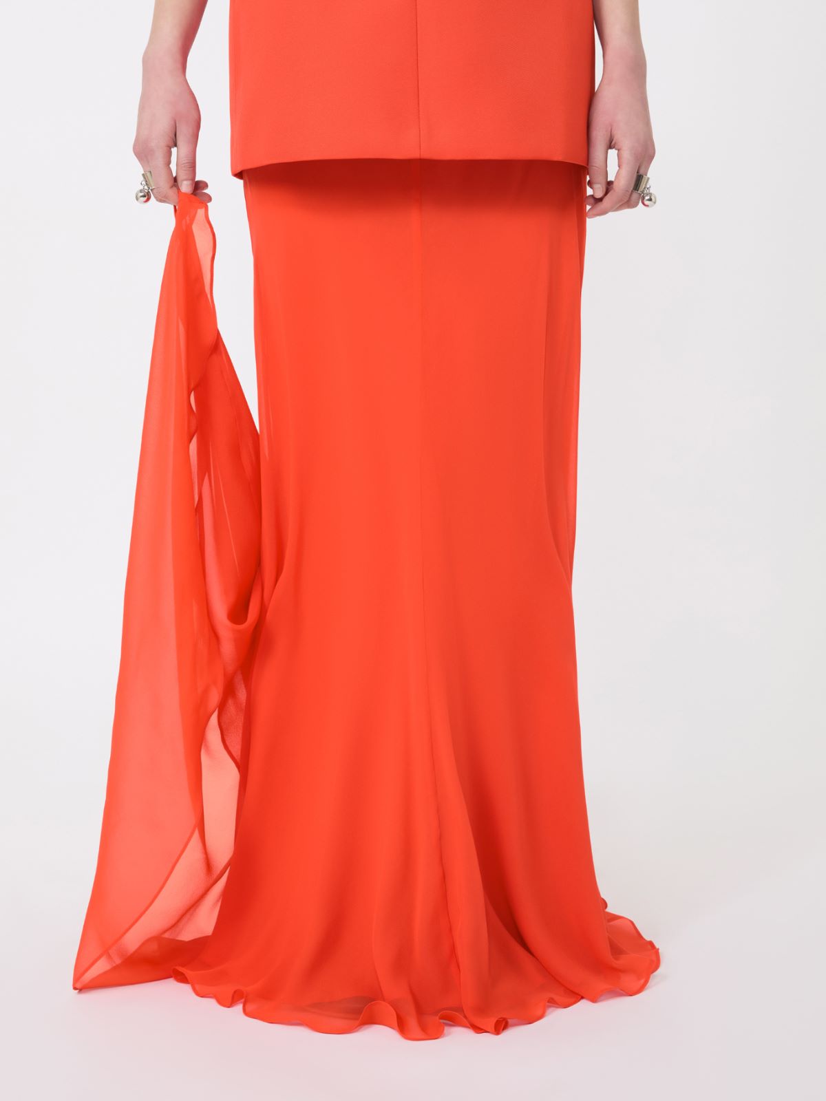 Sukienka z dwuwarstwowej tkaniny - POMARAŃCZOWY - 4