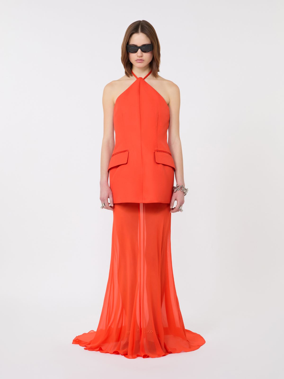 Kleid aus Doppelgewebe - ORANGE