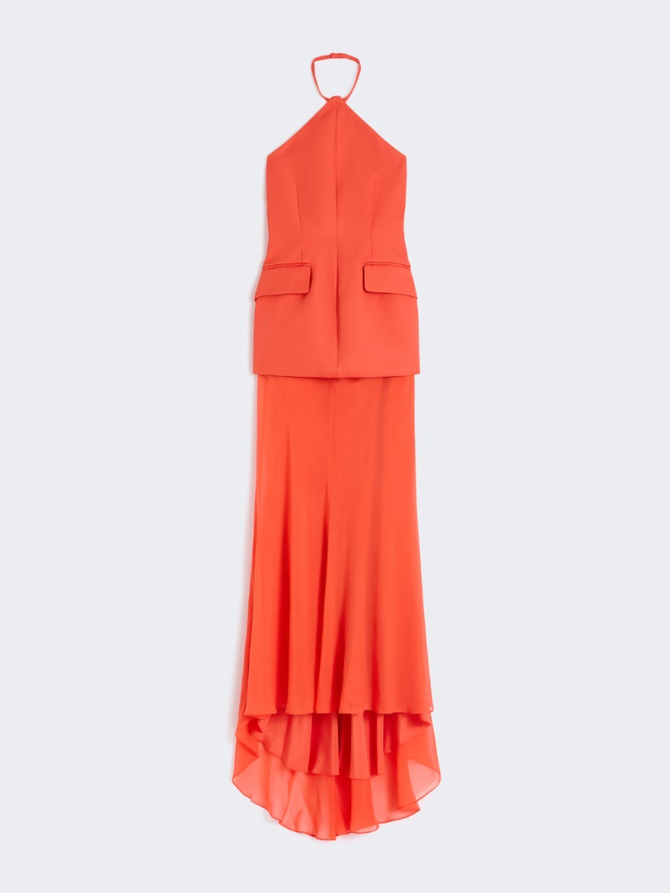 Bi-material dress - ORANGE